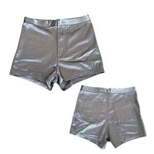 Forever 21 Metallic High Waist Shorts - Silver
